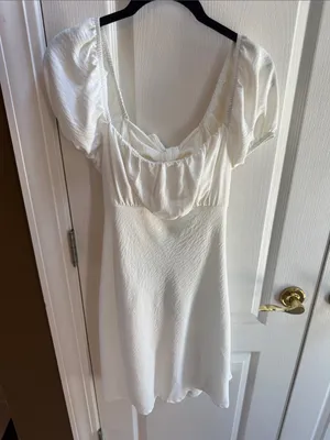 Altar'd State White Puff-Sleeve Square-Neck Dress thumbnail 1