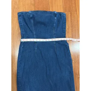 Reformation Eugenia Denim Midi Dress Women‎ Dark Blue Strapless 10 thumbnail 8