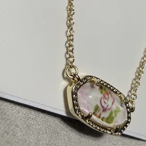 NEW Loveshackfancy X Kendra Scott Elisa Pink Bloom Floral Bow Necklace Heirloom thumbnail 6