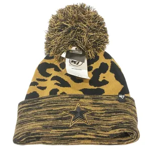 '47 Dallas Cowboys Tan Rosette Cuffed Knit Hat with Pom‎ Animal Print NEW thumbnail 1