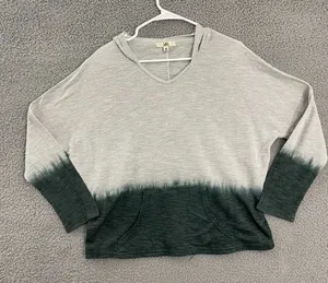 YA Los Angeles Women M Gray Green Dip Dye Pullover Casual Hoodie‎ thumbnail 1