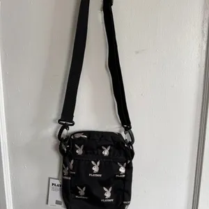 Playboy Bunny Logo Crossbody Bag Black White Nylon Shoulder Bag thumbnail 3