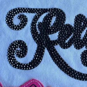 True Religion White Embellished Crystal Rose Romantic Y2K Style Baby Tee Sz L thumbnail 6