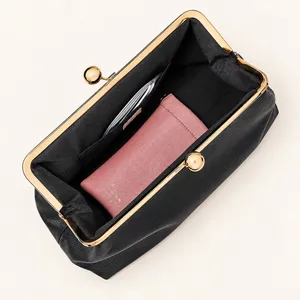 A New Day Black Pebbled Frame Clutch Bag Gold Kiss Lock Shoulder Bag NWT thumbnail 4