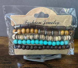 Turquoise and Brown Layered Beaded Bracelet Set Multiple thumbnail 1