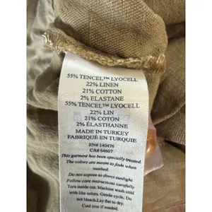 Faherty‎ Women Khaki Tan Linen Blend Pleated Tie Waist Shorts Size S High Rise thumbnail 5