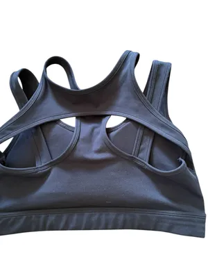 AlphaleteNavy Blue Strappy Sports Bra Sz M Work Out Yoga Pilates Pads Logo thumbnail 2