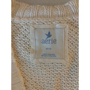 Aerie Cable Knit Cream Sweater Vest XS GrandmaCore Cozy Comfy Winter Cabincore thumbnail 10