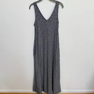 Lou & Grey Blue White Striped Maxi Dress‎ XS Cotton Knit A-Line V-Neck Pockets thumbnail 7