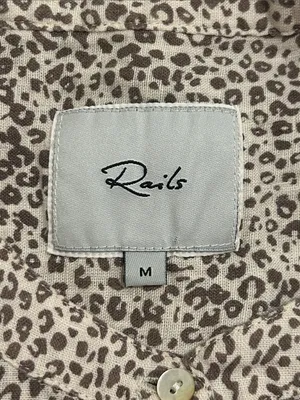 Rails Angelina Sand Cheetah Linen Blend Mini Dress New Size Medium Smocked thumbnail 9