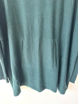 Garnet Hill Forest Green Wool Cashmere Blend Turtle Neck Sweater Front Pockets thumbnail 3