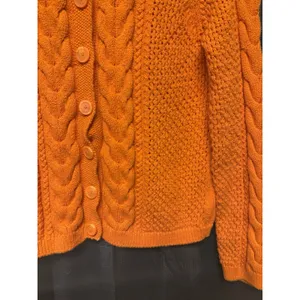 Vintage Liz Claiborne Vibrant Orange Cable Knit Button Front 90s Y2K SZ M Retro thumbnail 3