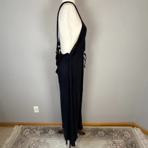 Free People Beach Salopette Shelby Wide Leg Jumpsuit Overall Size M Black Pocket thumbnail 6