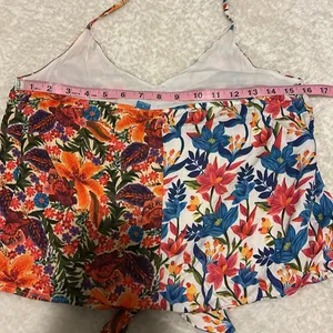 Farm Rio for Anthropologie women’s small floral spliced halter blouse thumbnail 6