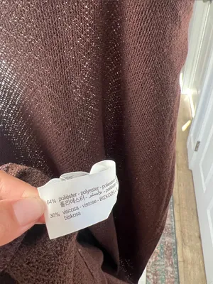 ZARA Mesh Open Knit Brown Cover Up Sheer Midi Dress Brown Large thumbnail 6