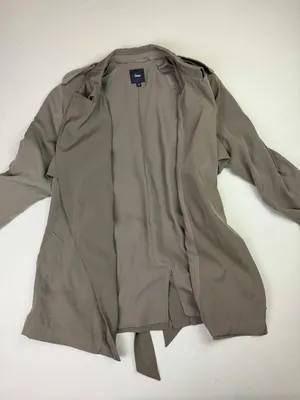 Gap Modern Gray Lightweight Open Front Belted Trench Coat Size Medium thumbnail 1