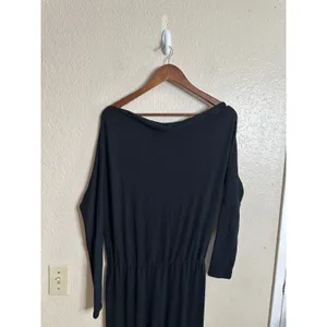 Enza Costa One-Shoulder Draped Knit Peach Jersey Slouchy Jumpsuit Black size M thumbnail 9