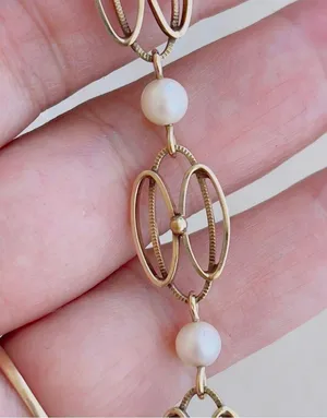 Vintage Van Dell natural pearl with 12k gold filled bracelets thumbnail 3