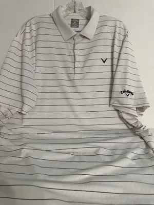 Callaway Opti Dri White Polo with Navy Pinstripes thumbnail 1