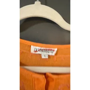 Kaketus Y2k Orange Cotton Gauze‎ Embroidered Boho Henley Blouse Womens Large thumbnail 5