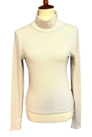 Y2K Abercrombie Sparkle Shimmer Mock Neck Sweater Holiday Minimalist L Layering thumbnail 1