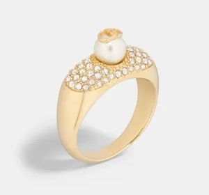 Dior D-FUSION RING Gold-Finish Metal a White Resin Pearl Silver-Tone Crystals thumbnail 1