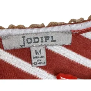Jodifl Women's‎ Dress Flowy Ruffle Midi Striped Long Bell Sleeve Stretch Medium thumbnail 5