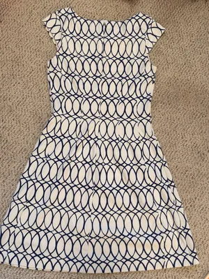 Lilly Pulitzer Briella Dress XS Fit & Flare Cream Blue Preppy Coastal thumbnail 3