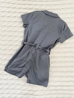 Albion Short Sleeve Zip-Front Romper in Slate thumbnail 3