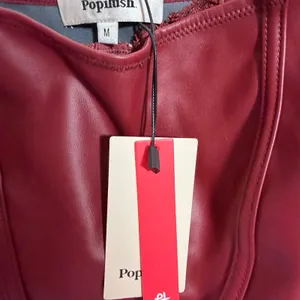 NWT Popilush Faux Leather Corset Bodysuit Deep Red Lace Tummy Control Shaper Med thumbnail 7