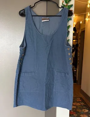 Urban Renewal Urban Outfitters Blue Boxy Sleeveless Corduroy Dress thumbnail 1