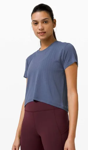 Lululemon Train To Be Short Sleeve Blue Top Large Boxy thumbnail 1