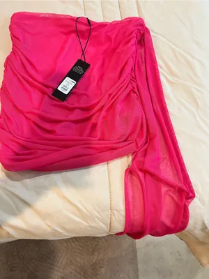 Hot Pink Sheer Draped Skirt / Cover-Up thumbnail 2