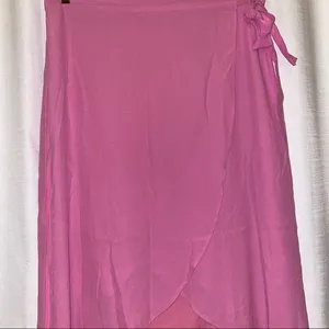 American Eagle Outfitters Midi Tie-Up Pink Wrap Skirt 🆕 XL thumbnail 10