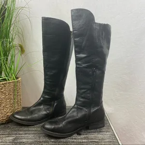 Steve Madden Black Leather Shawny Knee High Zip Up Riding Boots 7 thumbnail 1