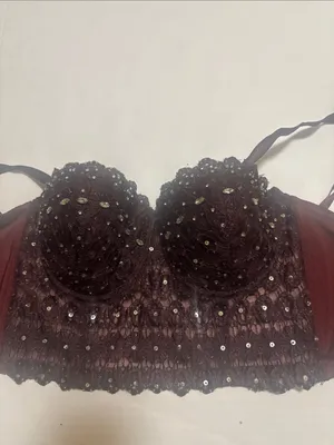 Windsor Embellished Lace Bustier Camisole - Deep Plum S Fall Pinup Coquette Punk thumbnail 4