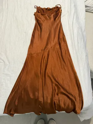 Selfie Leslie Pleated Bust Front Split Dress - Chocolate thumbnail 9