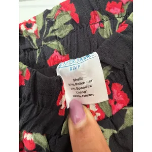Draper James RSVP Black Red Floral Tiered Midi Skirt Elastic Waist Large L thumbnail 11