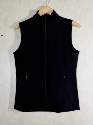 ibex Women’s Merino Wool Full Zip Vest Sleeveless in Black M thumbnail 1