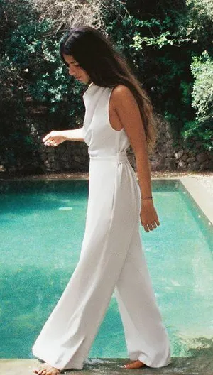 ZARA jumpsuit white romper kaftan thumbnail 1