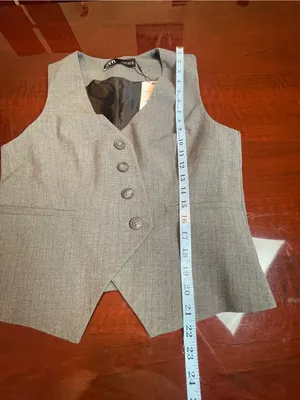 Zara Gray Pinstripe Tailored Asymmetrical Vest Sz L Quiet Luxury Old Money Core thumbnail 8