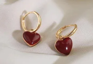 Love heart dangle drop earrings for women thumbnail 1