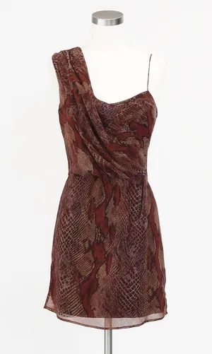 W118 Walter Baker Cold Shoulder Burgundy Snake Print Mini Dress thumbnail 3
