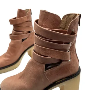 Free People US 9 EU 39 Jesse Cutout Strappy Platform Boots Brown Tan Heeled Boho thumbnail 16