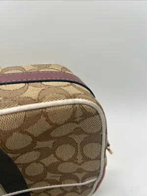 Coach Dempsey Camera Bag Brown Signature Jacquard Orange Logo Patch and Stripes thumbnail 9