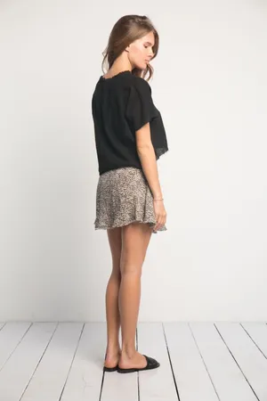 REFORMATION Leopard Print Mini Skirt SUSTAINABLE Flowy Size 2 Animal Tan Black thumbnail 2