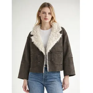 Raga Faux Shearling Jacket Womens M‎ Brown White Boho Shaggy Retro Hippie 70s thumbnail 2