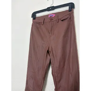 Edikted Luna Faux Leather Mid Rise Flared Jeans Size Medium Brown Chic thumbnail 8