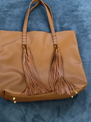 Tassel Detail Leather Tote in Cognac Brown thumbnail 3
