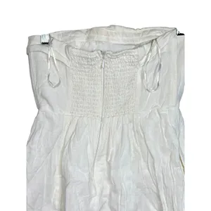 Abercrombie & Fitch White Linen Blend Smocked Strapless Mini Dress Women Size XS thumbnail 7